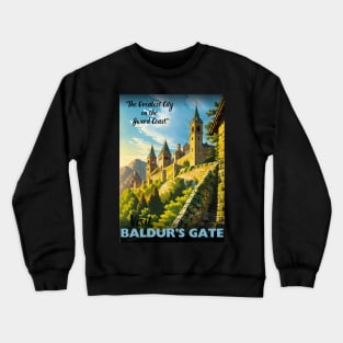 Baldur's Gate Tourism Poster - Sword Coast Faerun D&D Art Crewneck Sweatshirt